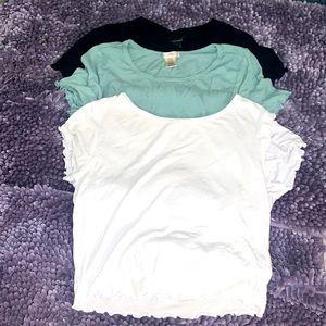 3 pack fitted lattice crop top